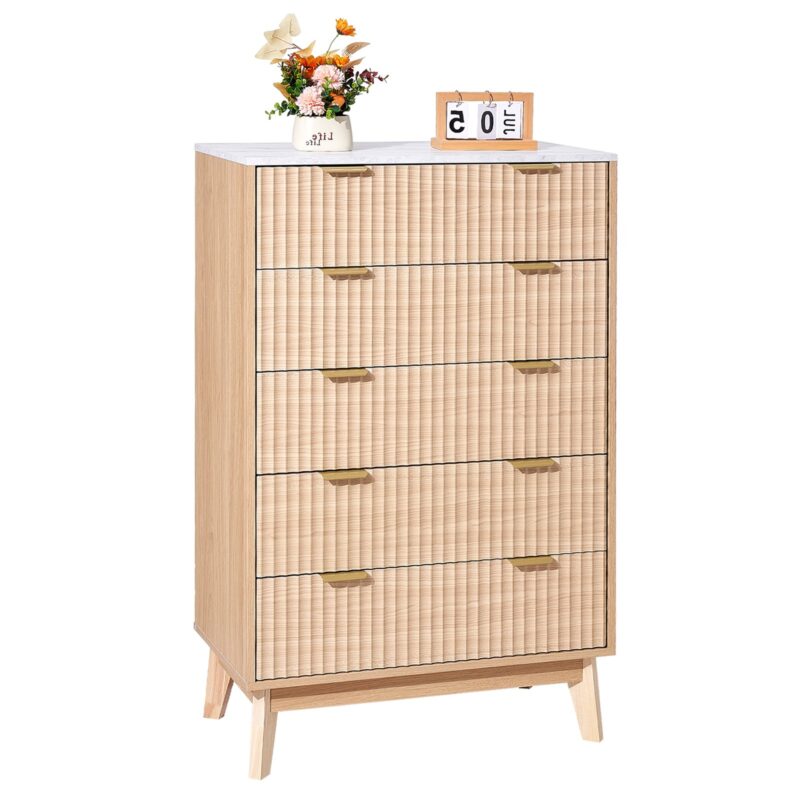 5 Fluted Drawer Dresser, 45 kg, 71,4 x 31,5 x 19,7 cm