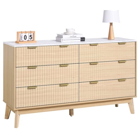 6 Fluted Drawer Dresser, 68 kg, 66,5 x 31,7 x 19,6 cm