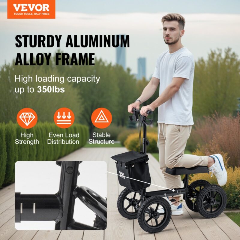 VEVOR Kokkupandav põlvetõukeratas, 160 kg, 30,5 cm, 158,8 kg, 930×535×1130 mm