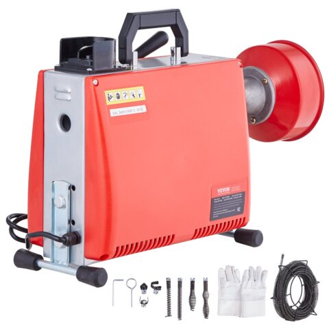 Drain Cleaner Machine 20m x 16mm 250W Sewer Snake Auger Manual Feed, 20 m, 16 mm, 250 W