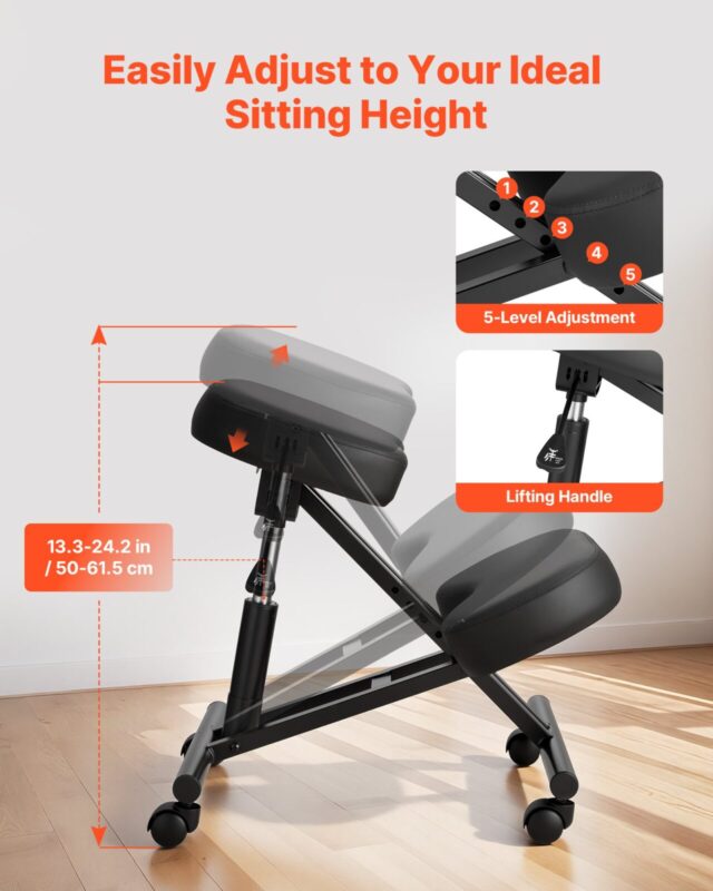 Ergonoomiline põlvitustool ratastega, 120 kg