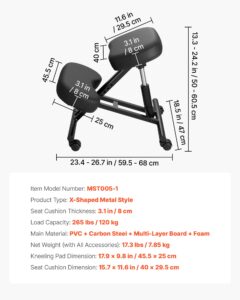 Ergonoomiline põlvitustool ratastega, 120 kg — pilt 7