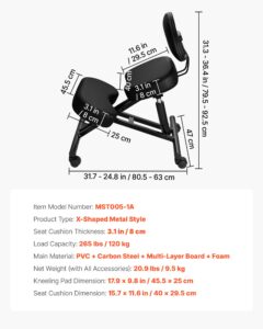 Ergonoomiline põlvitustool seljatoe ja ratastega, 120 kg — pilt 7