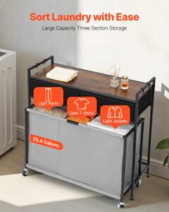 VEVOR 3-osaline pesusorteerija, 30 kg, 770×300×482 mm — pilt 3
