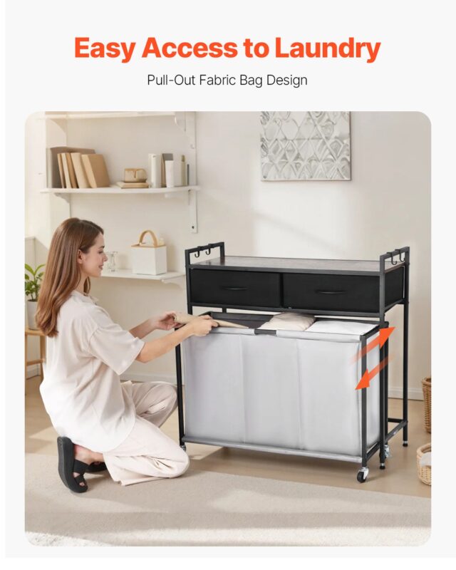 VEVOR 3-osaline pesusorteerija, 30 kg, 770×300×482 mm