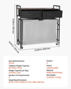 VEVOR 3-osaline pesusorteerija, 30 kg, 770×300×482 mm — pilt 7