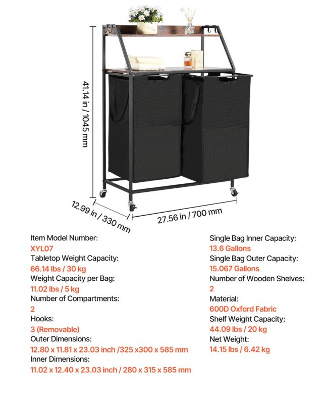 VEVOR 2-astmeline pesusorteerija, 30 kg, 2 tasandit, 114 L