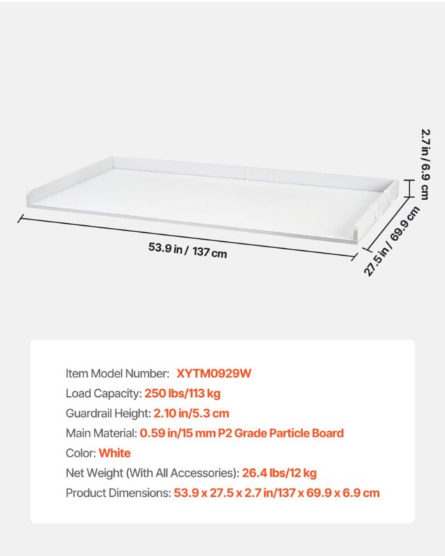 VEVOR Pesumasina-kuivati ​​tööpind, 113 kg, 137 x 69,9 cm, valge