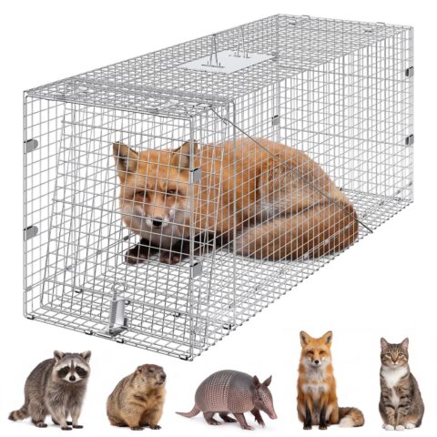 Live Animal Cage Trap 106.7 x 40.6 x 45.7 cm Humane Cat Trap Cats Squirrels Mouse