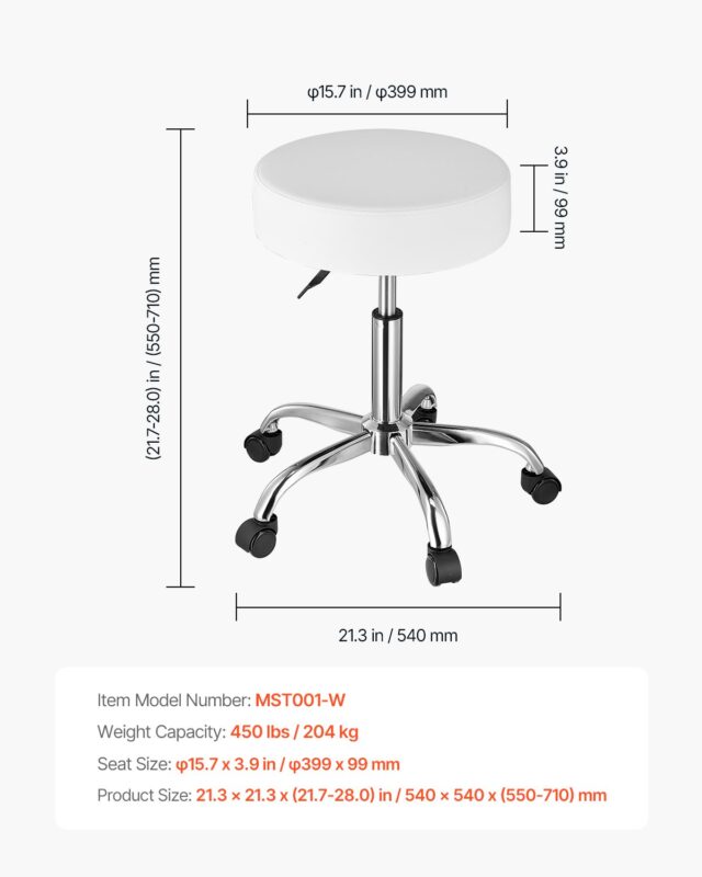 VEVOR Ratastega ratastel tool, 204 kg, valge