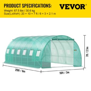 VEVOR Tunnelkasvuhoone, 609,6 x 304,8 x 213,4 cm, roheline — pilt 7