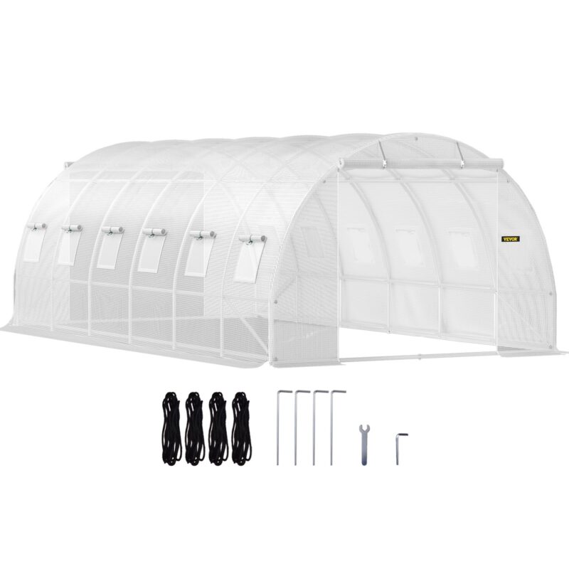 VEVOR Tunnelkasvuhoone, 609,6 x 304,8 x 213,4 cm, valge