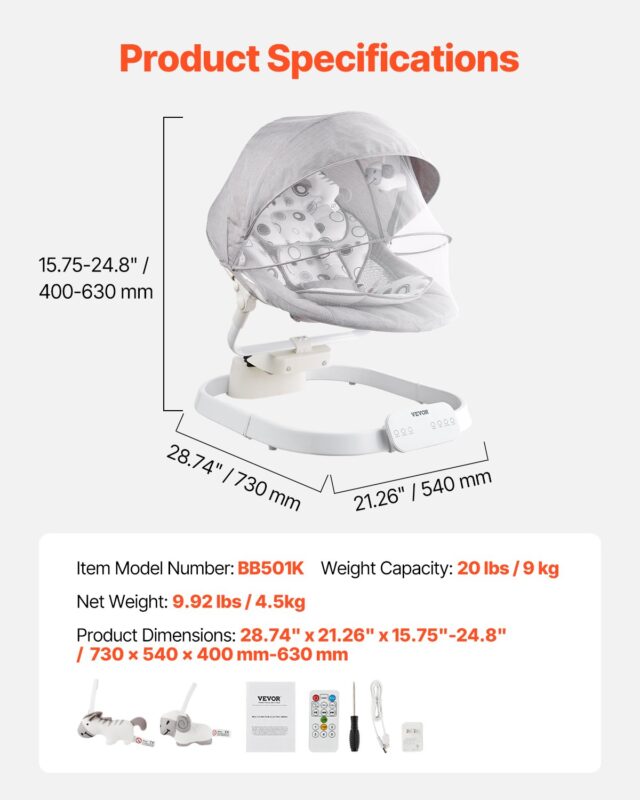VEVOR Beebikiik, 9 kg, 9,07 kg, 730×540×400 mm