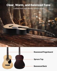 914,4 mm Dreadnought akustilise kitarri naturaalse värviga algajate komplektkott — pilt 2