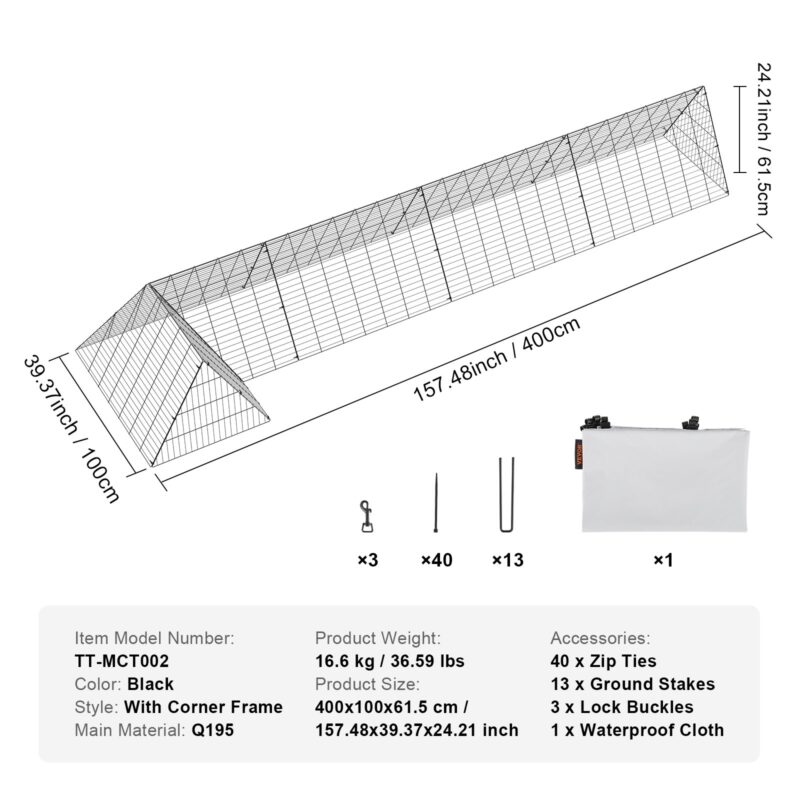 Kanatunnelid, 400 x 100 x 61,5 cm