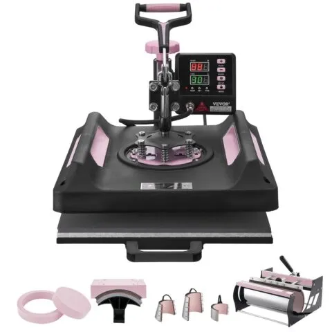 8 in 1 Heat Press Machine 38x38 cm 850,5 g Tumbler Press T-särgid Must, 38 x 38 cm