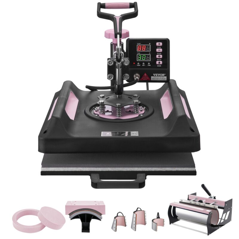 8 in 1 Heat Press Machine 38x38 cm 850.5 g Tumbler Press T-Shirts Black, 38 x 38 cm