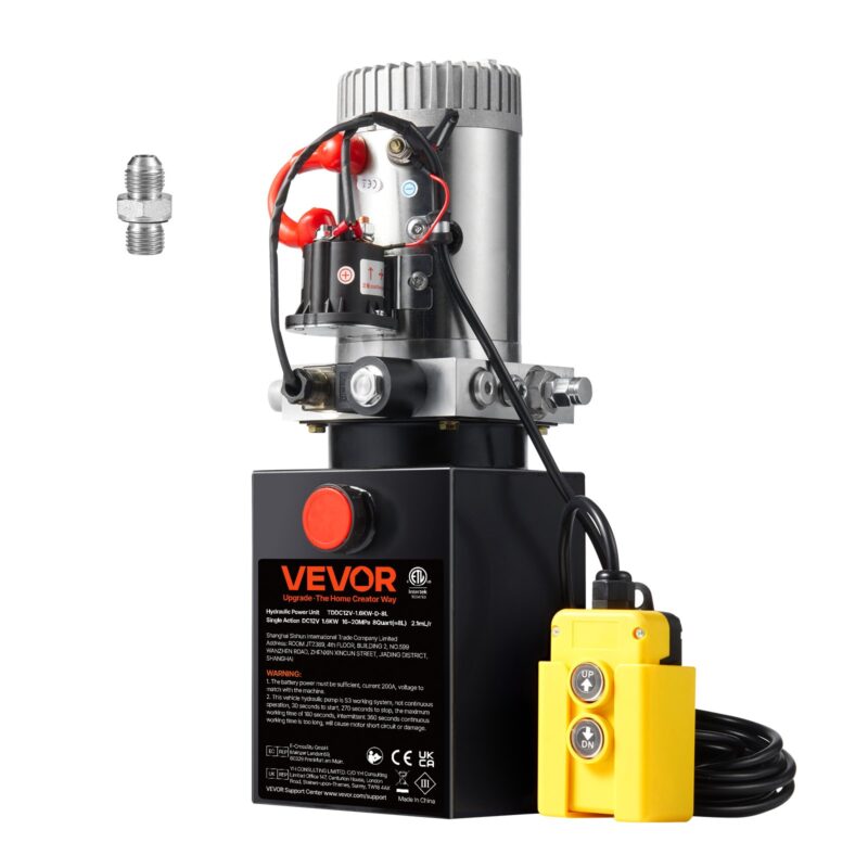 Hydraulic Pump 7.6 L Single Acting Dump Trailer Pump Power Unit DC 12V, 7,6 L