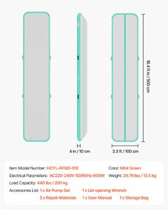 VEVOR Täispuhutav võimlemismatt 5m treeningmatid elektripumbaga, 200 kg, 5 m, 10 cm, mündiroheline — pilt 7