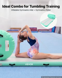 VEVOR Täispuhutav võimlemismatt õhutoruga 3m treeningmatid, 200 kg, 3 m, 10 cm, mündiroheline — pilt 3