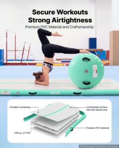 VEVOR Täispuhutav võimlemismatt õhutoruga 3m treeningmatid, 200 kg, 3 m, 10 cm, mündiroheline — pilt 4