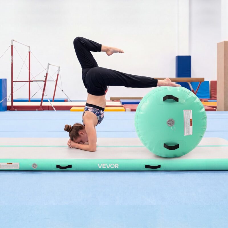 VEVOR Täispuhutav võimlemismatt õhutoruga 3m treeningmatid, 200 kg, 3 m, 10 cm, mündiroheline