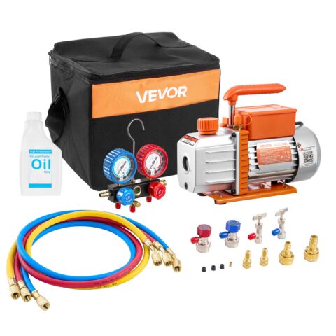 AC Vacuum Pump and Gauge Set, 127 L, 250 ml
