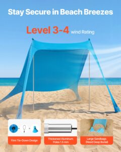 VEVOR Rannatelgi päikesevarjualune, 2 m, sinine, 2,1 kg — pilt 4