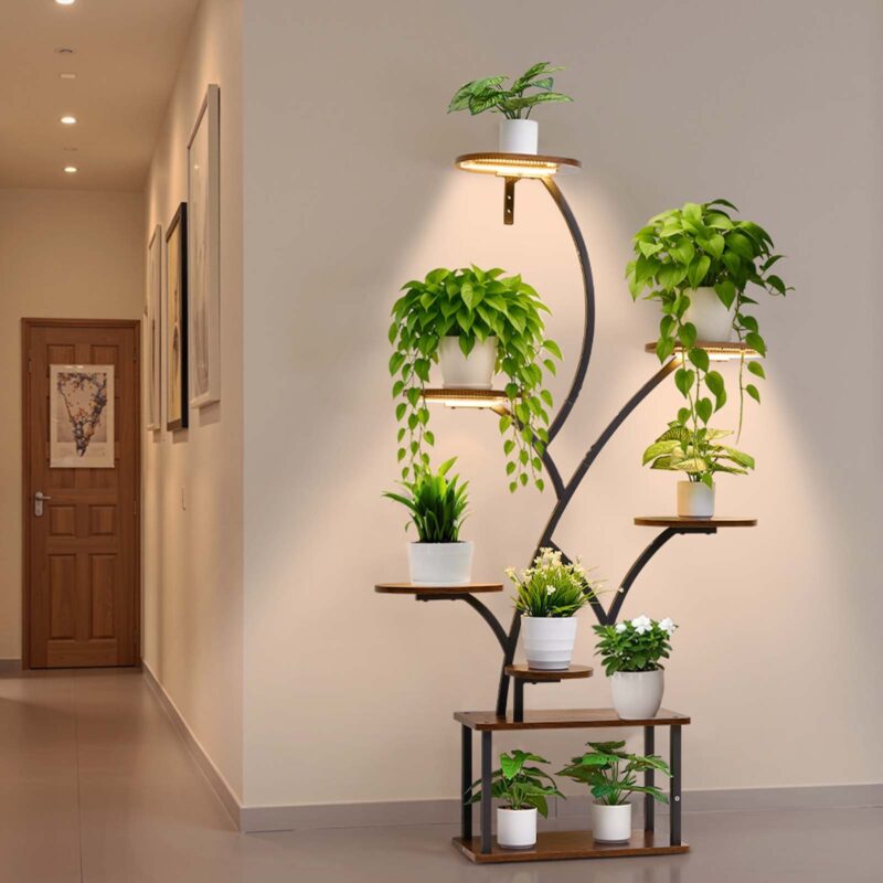 Plant Stand Indoor with Grow Lights, 920 mm laius, 157,5 cm, 8 tasandit