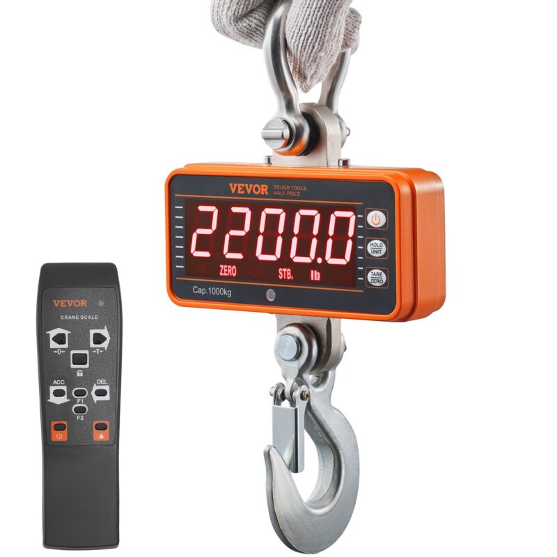 Digital Crane Scale, 9 kg, 1000 kg, 25 mm