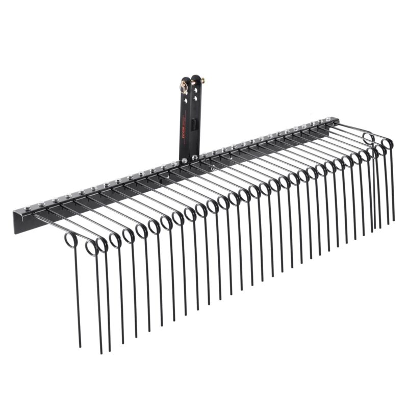Tow Behind Landscape Rake 183 cm Lawn Dethatcher Rake with 32 Steel Tines