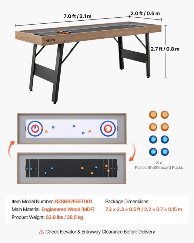 2,1 m pikkune shuffleboard-laud