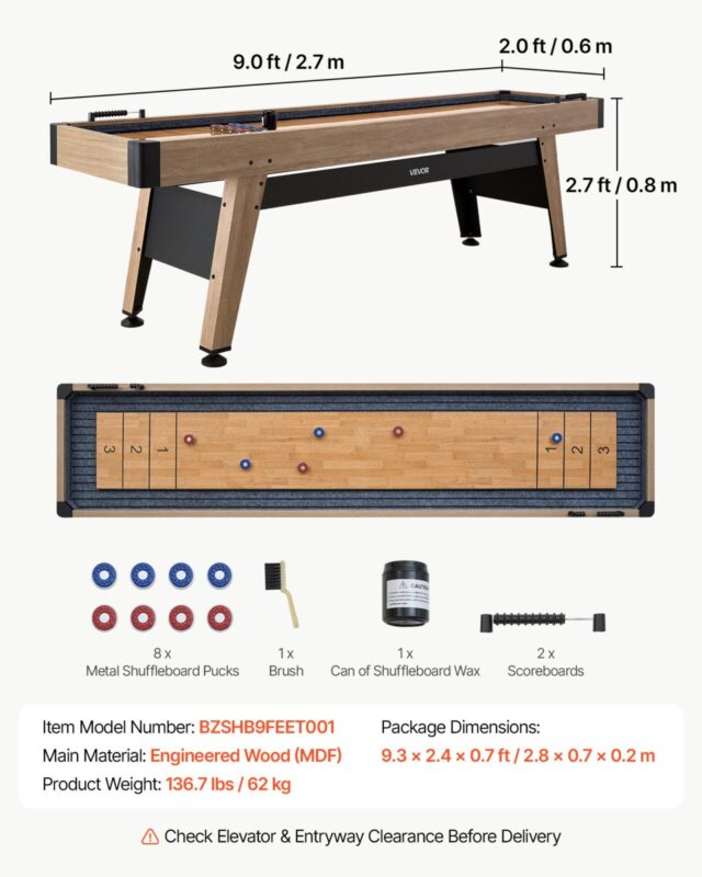 2,7 m pikkune shuffleboard-laud