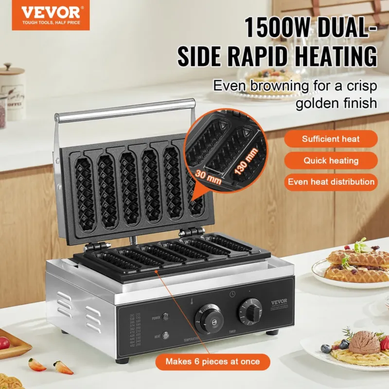 Vahvliküpsetaja 6 tk, 1500 W