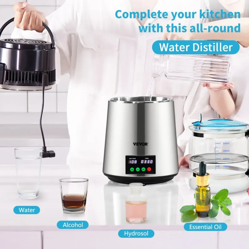 Vee destillaator 4 L, 1 L/h, hõbe