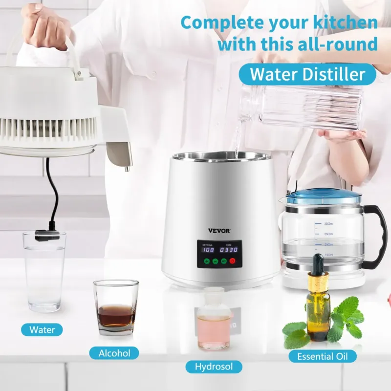 Vee destillaator 4 L, 1 L/h, valge