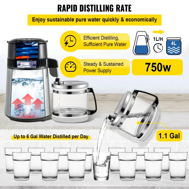 Vee destillaator 750 W, 4 L