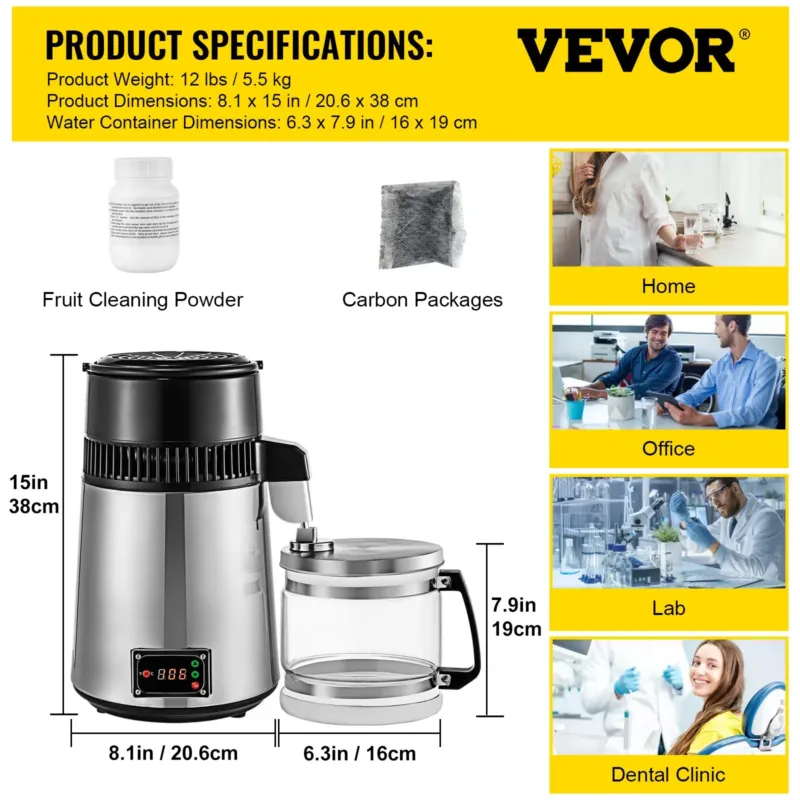Vee destillaator 750 W, 4 L
