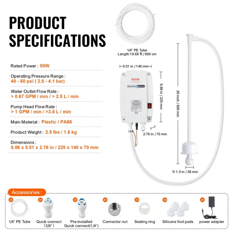 Veepudelipump kohvimasinale, 2,8 bar