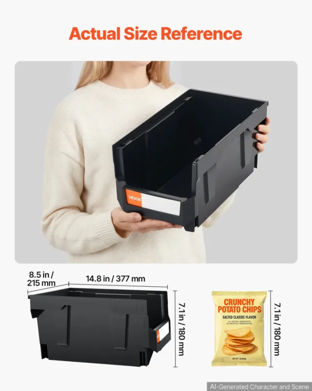 Virnastatavad plastkarbid, 37,7 x 21,5 x 18 cm, 12 tk
