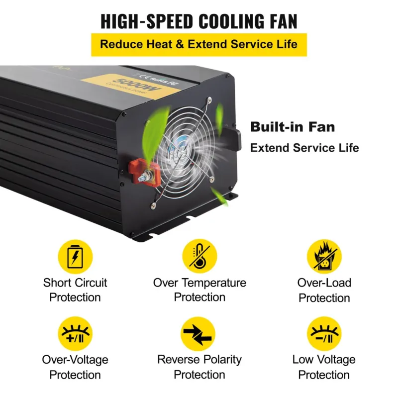 võimsusmuunduri modifitseeritud siinuslaine inverter 5000W DC12V