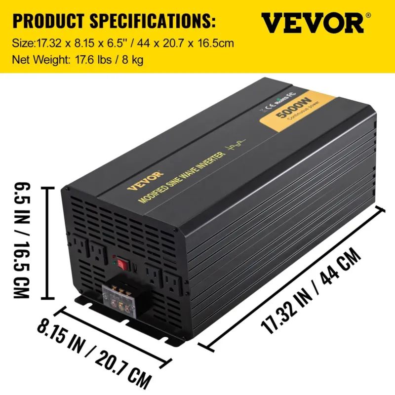 võimsusmuunduri modifitseeritud siinuslaine inverter 5000W DC12V