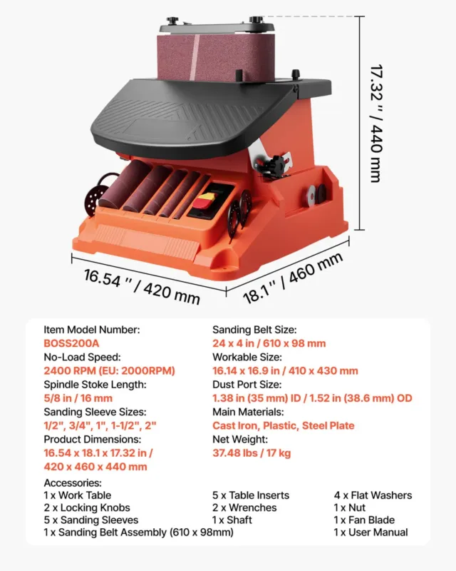 Võnkuva lint- ja spindlihvija, 16 mm, 17 kg